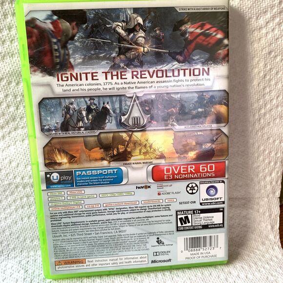 Assassin's Creed III (Microsoft Xbox 360, 2012) - Picture 2 of 3